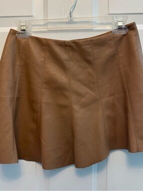 House of Harlow 1960 Camel Brown Faux Leather Mini Skirt